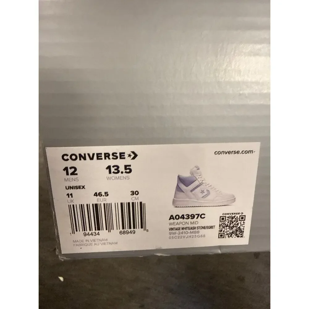 CONVERSE WEAPON MEN 12 MID VTG WHT ASH GREY OLD MONEY LARRY BIRD NWOB A04397C - Picture 6 of 6